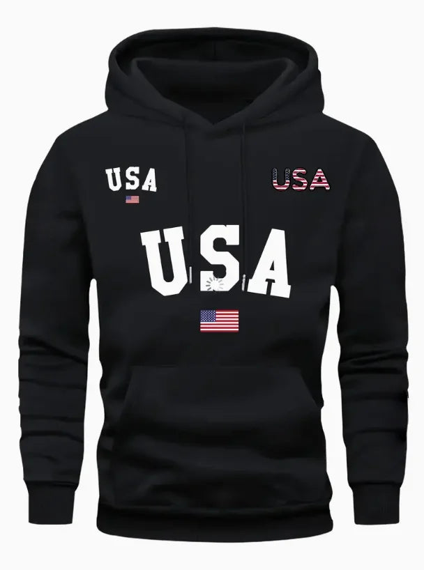 Fashion Casual Versatile Cotton Men's Hoodie Comfortable Loose Soft Street Vintage Hoodie Autumn and Winter USA Printing