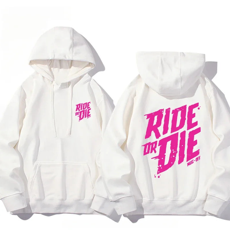 Men's Hoodie with Ride or Die Lettering Personalized Print Adult Pullover Sweatshirt Street Casual Hip-Hop Long-Sleeved Top