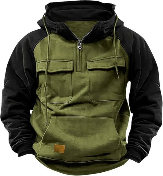 Men's Casual Hooded Sweatshirt Autumn Winter Fashionable Loose Workwear Multiple Pockets Youthful Design Long-Sleeved Hoodie
