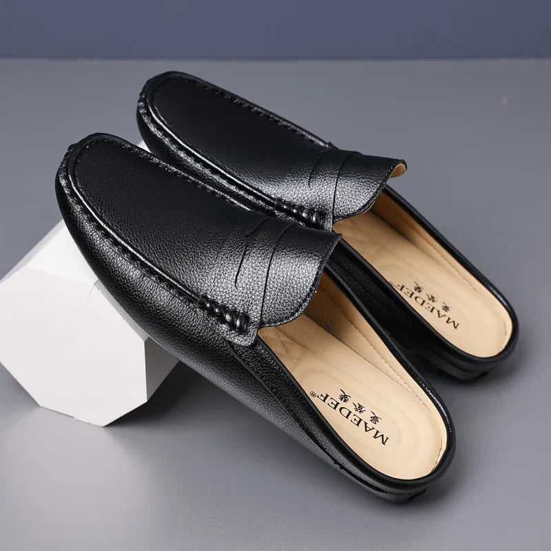 YRZL Loafers Men Handmade Summer Slip on Half Shoes for Men Non Slip Slippers Casual Comfortable Breathable Man Sandals