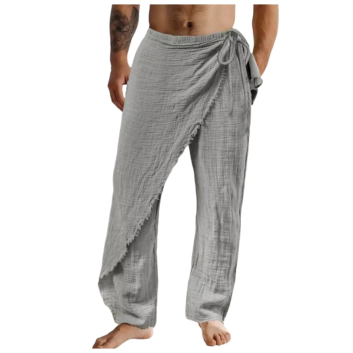 Men'S Casual Pants Men'S Breathable Loose Beach Cotton Patch Men Elastic Camping Hiking Fishing Climbing Outdoor Sports Trousers