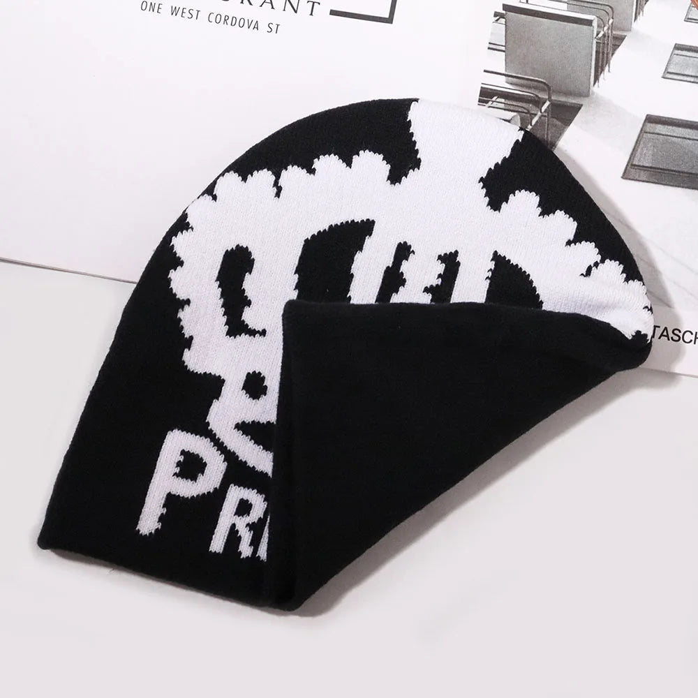 Women's Caps Crown Pattern Knitted Hats For Men Fashion All-match Warm Ear Protection Casual Woolen Hat