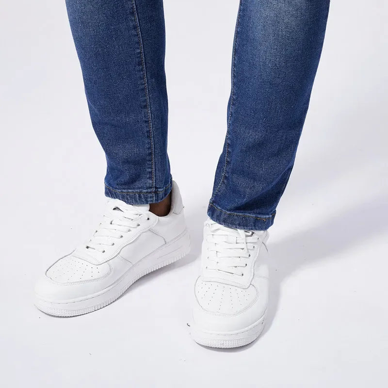 Jeans Ripped Patchwork Men's Blue Elastic Slim Straight Denim Pants Fashion Joggers Biker Trousers Hip Hop Rock Streetwear