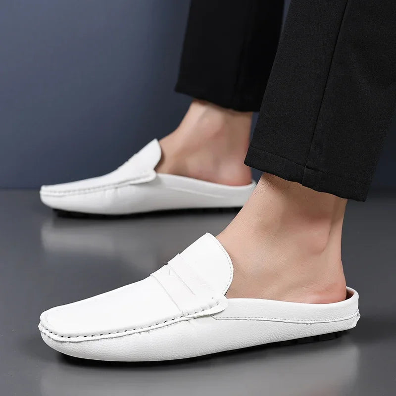 YRZL Loafers Men Handmade Summer Slip on Half Shoes for Men Non Slip Slippers Casual Comfortable Breathable Man Sandals