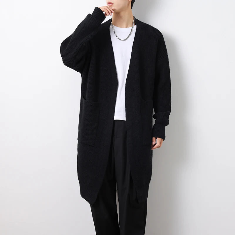 Mens Cardigan Sweater Long Autumn Winter Sweaters Knited Open Front with Deep Pockets Soft Touch 2024 Long Cardigan Coats Men