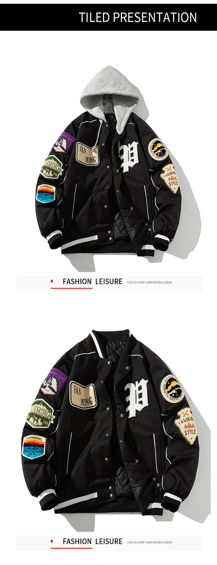 Winter Varsity Jacket Men Women Letter Badge American Baseball Jacket Street Fashion Hip Hop Coat Youth Couple Clothes Blue Red