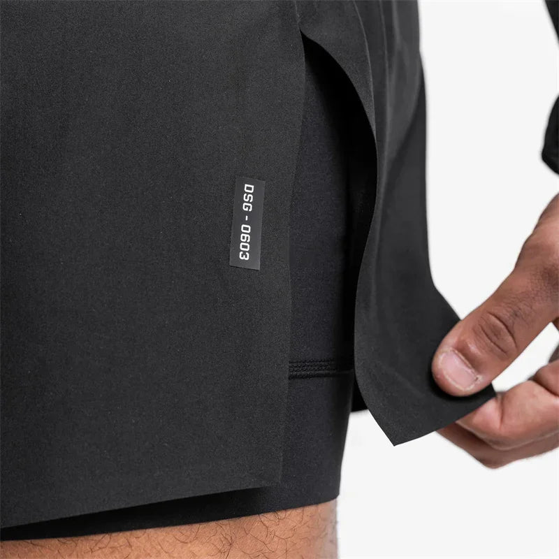 NEW Sports Shorts Men 2 In 1 Double-deck Shorts Summer Fitness sweatpants Jogging Running Shorts Elastic Woven casual shorts men