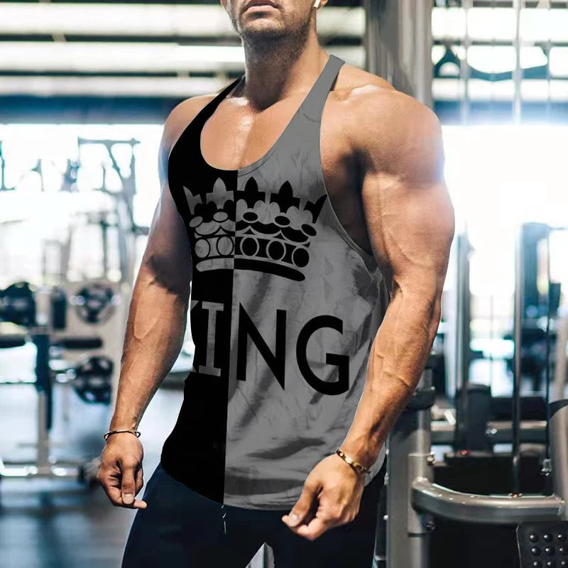 King Letter 3D Printed Tank Tops Summer Men's Casual Fashion Streetwear Oversized Sleeveless Tank Top Male Gym Vest Man Clothing