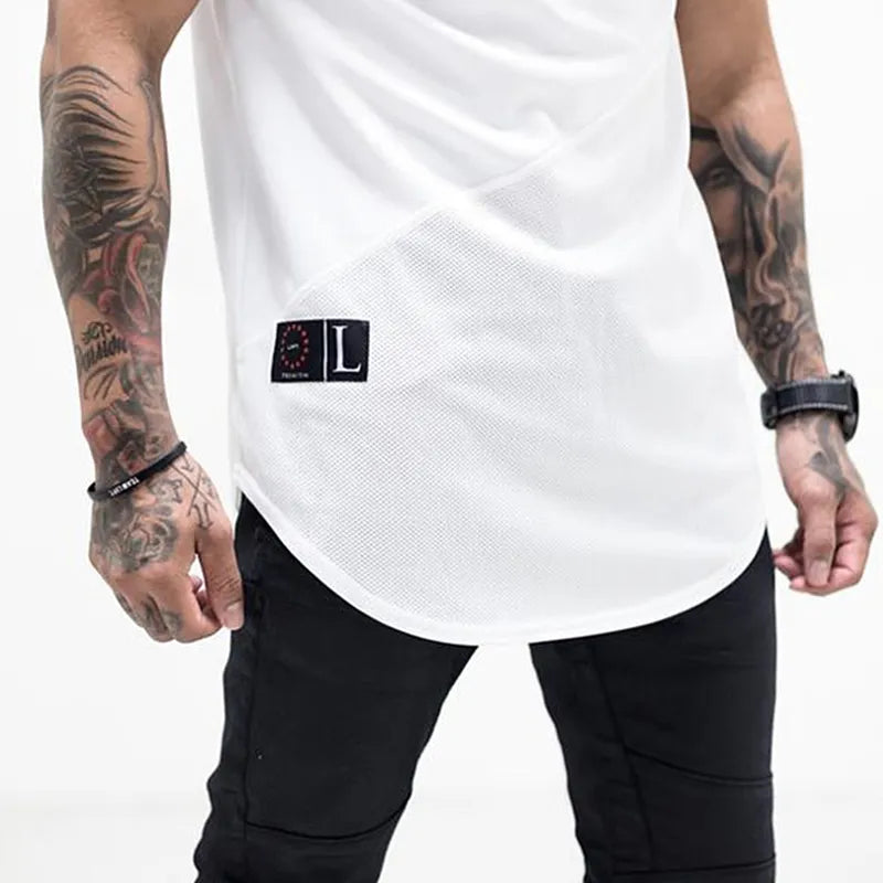 Men's Summer Fashion Fitness Tees Gym Sport Running Patchwork Short Sleeves Shirt Breathable Bodybuilding T-shirt Man Clothing