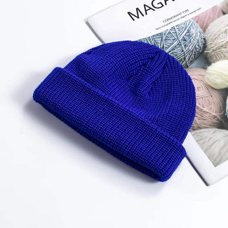 Knitted Hat for Men & Women Caps Wool Fashion Simple Warm Skullies Beanies Solid Autumn Winter Beanie Cap Trendy Style