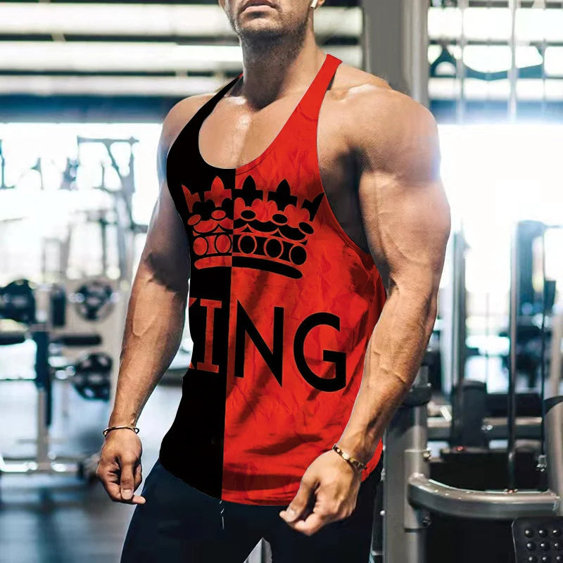 King Letter 3D Printed Tank Tops Summer Men's Casual Fashion Streetwear Oversized Sleeveless Tank Top Male Gym Vest Man Clothing
