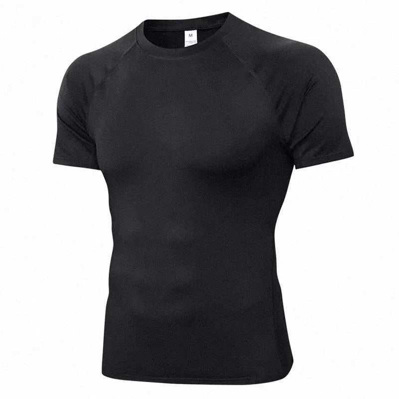 2025 New Men Summer Short Sleeve Fitness Shirt Running Sport Gym Compression T Shirt Workout Casual Elastic Force Tops Clothing
