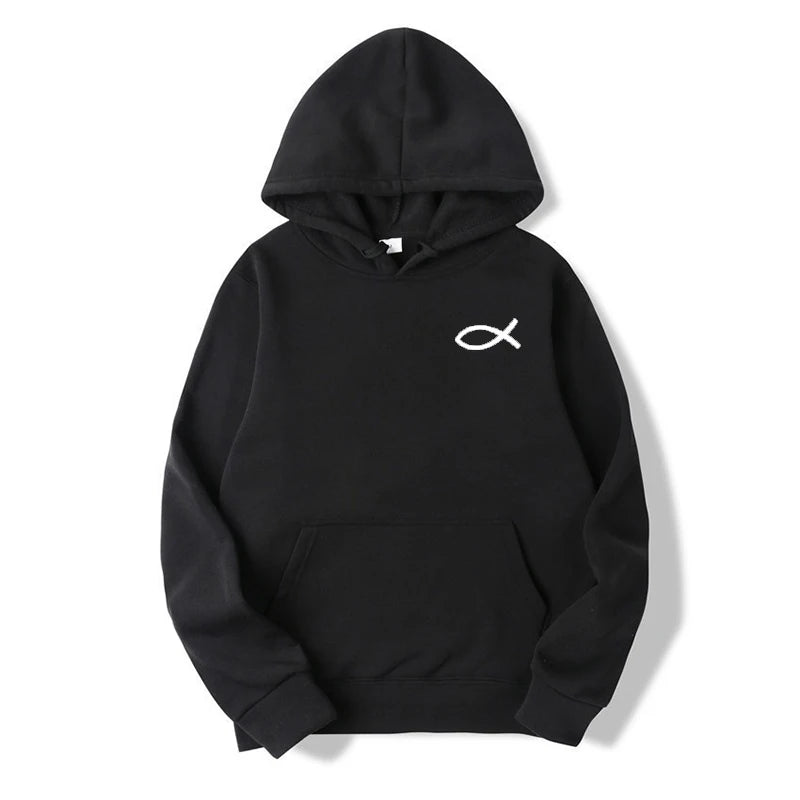 Christian Jesus Fish Print hoodies Sweatshirt Men Hipster winter fleecing Hooded Cartoon Casual Autumn Hoodie Loose Unisex Tops