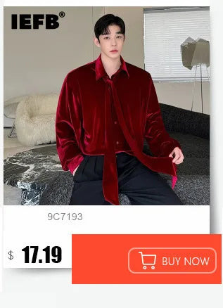 IEFB Korean Style Male Shirts Casual Tassel Lapel Long Sleeve Signle Breasted Solid Color Loose Men's Tops New Tide 2024 9C6460