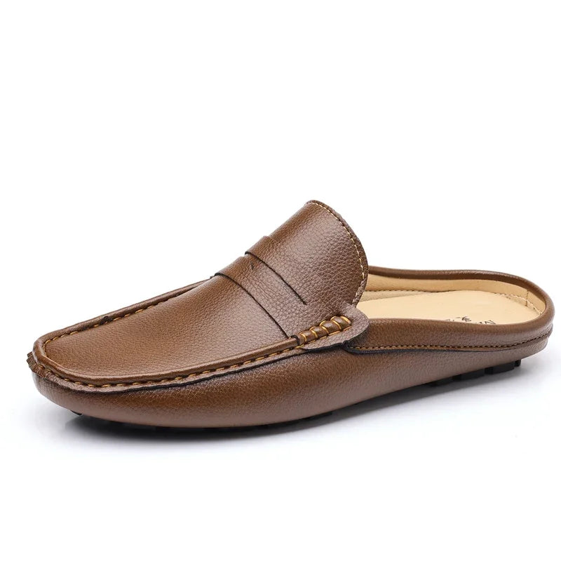 YRZL Loafers Men Handmade Summer Slip on Half Shoes for Men Non Slip Slippers Casual Comfortable Breathable Man Sandals
