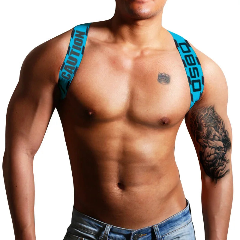 Men's Shoulder Straps Chest Bodybuilding Muscle Straps Party Trend, Stretch, Decorative Shoulder Straps