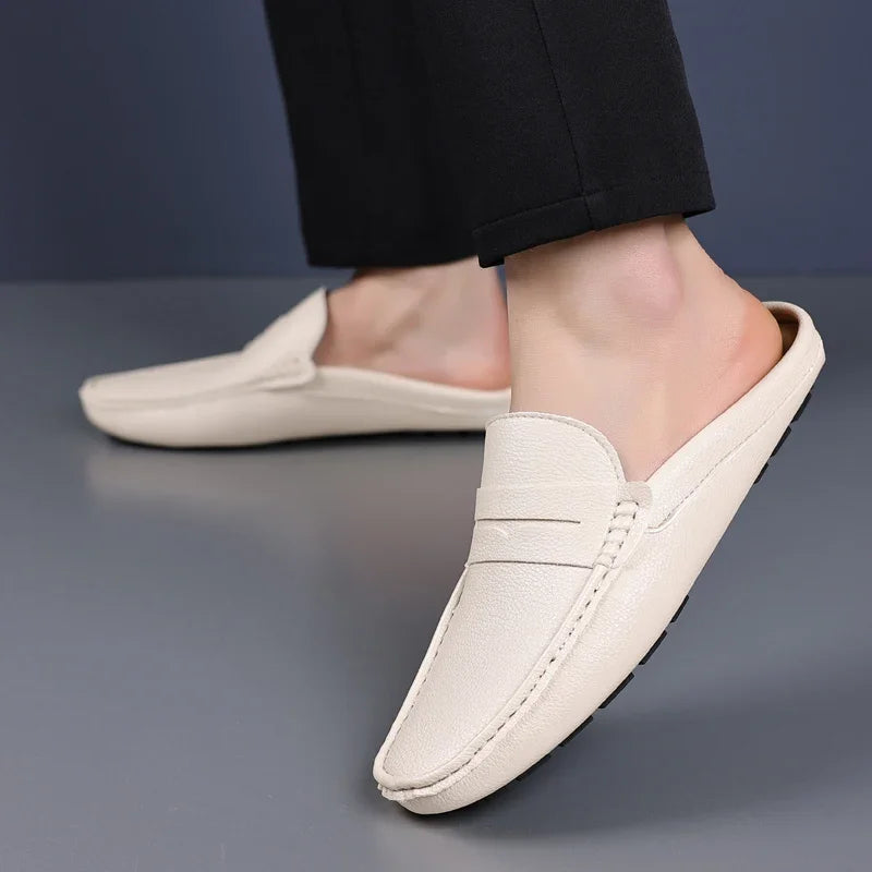 YRZL Loafers Men Handmade Summer Slip on Half Shoes for Men Non Slip Slippers Casual Comfortable Breathable Man Sandals