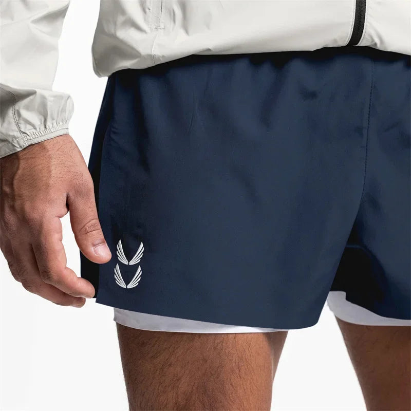 NEW Sports Shorts Men 2 In 1 Double-deck Shorts Summer Fitness sweatpants Jogging Running Shorts Elastic Woven casual shorts men
