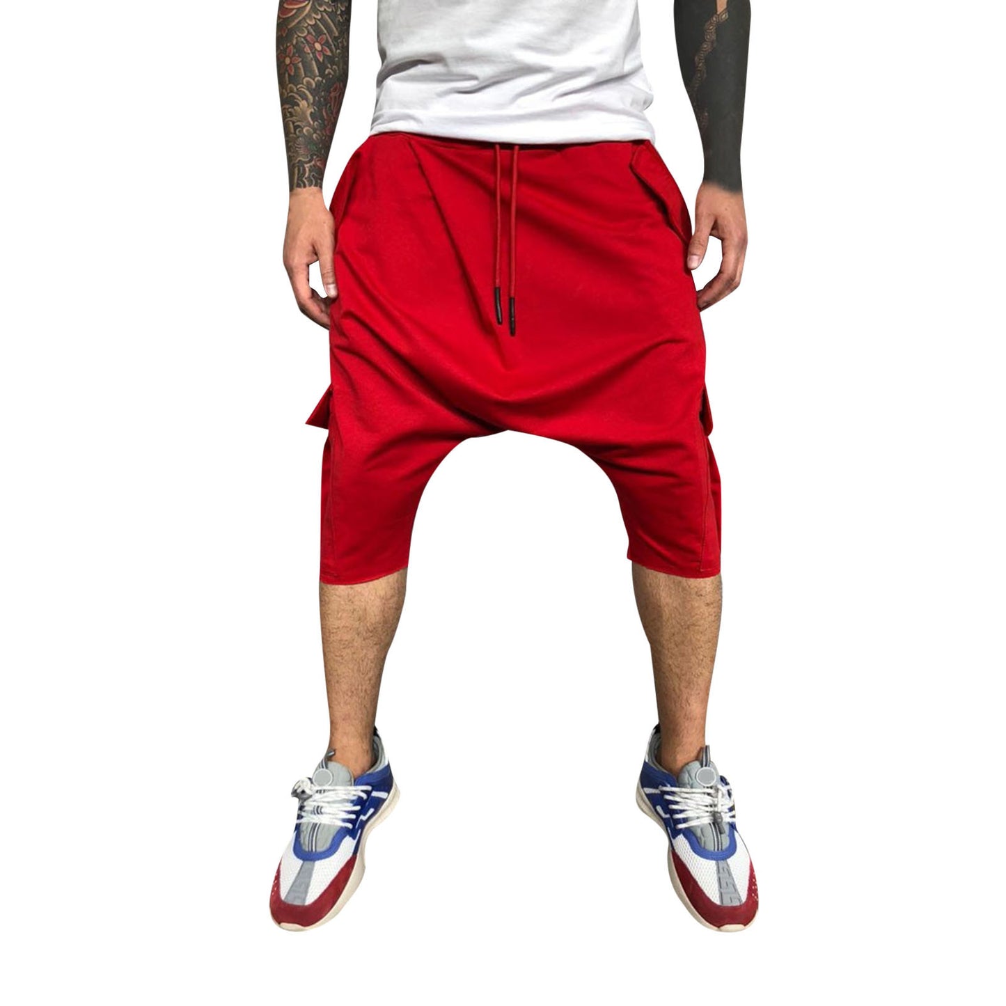 Casual Sweatpants For Men Hip Hop Trend In Europe America Loose Solid Street Sports Harlan Cropped Trousers Men'S Clothing