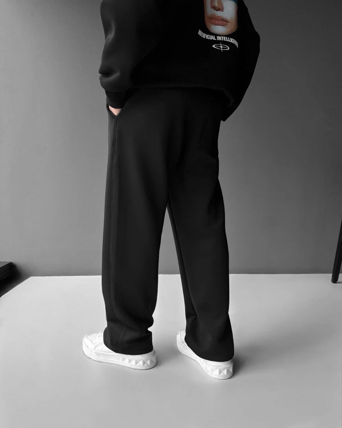 2025 Spring and summer men's new four seasons loose straight tube sports casual pants comfortable suit pants drawstring waistban