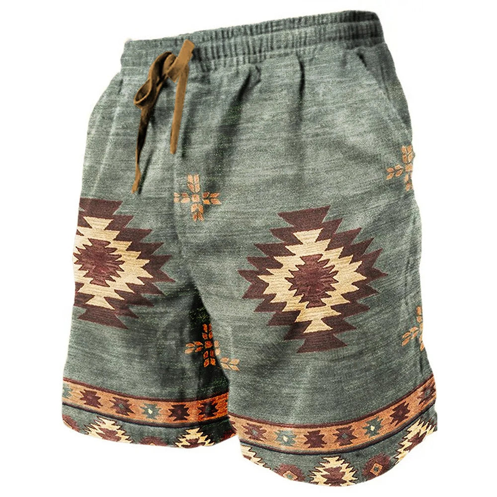 Ethnic Style 3D Print Beach Shorts Men's Vintage Casual Board Shorts Male Swimming Trunks Kids Short Pants Man Swimsuit Clothing
