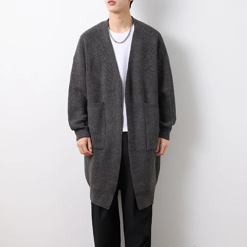 Mens Cardigan Sweater Long Autumn Winter Sweaters Knited Open Front with Deep Pockets Soft Touch 2024 Long Cardigan Coats Men