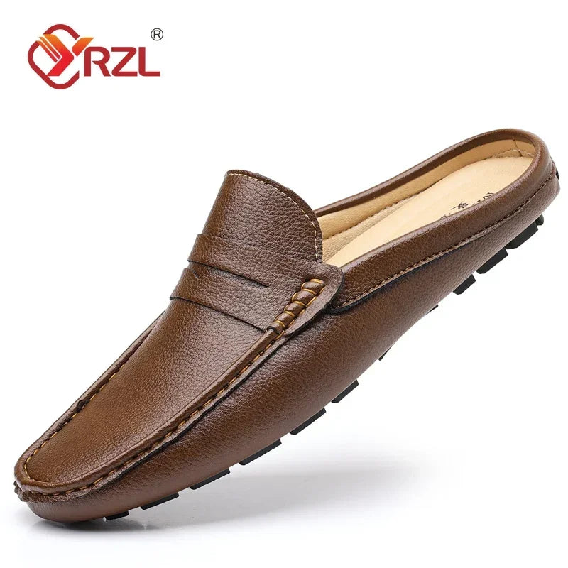 YRZL Loafers Men Handmade Summer Slip on Half Shoes for Men Non Slip Slippers Casual Comfortable Breathable Man Sandals