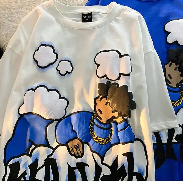 printed 100℅ cotton plus size top men clothing streetwear harajuku fashion graphic t shirts oversized anime tees funny women