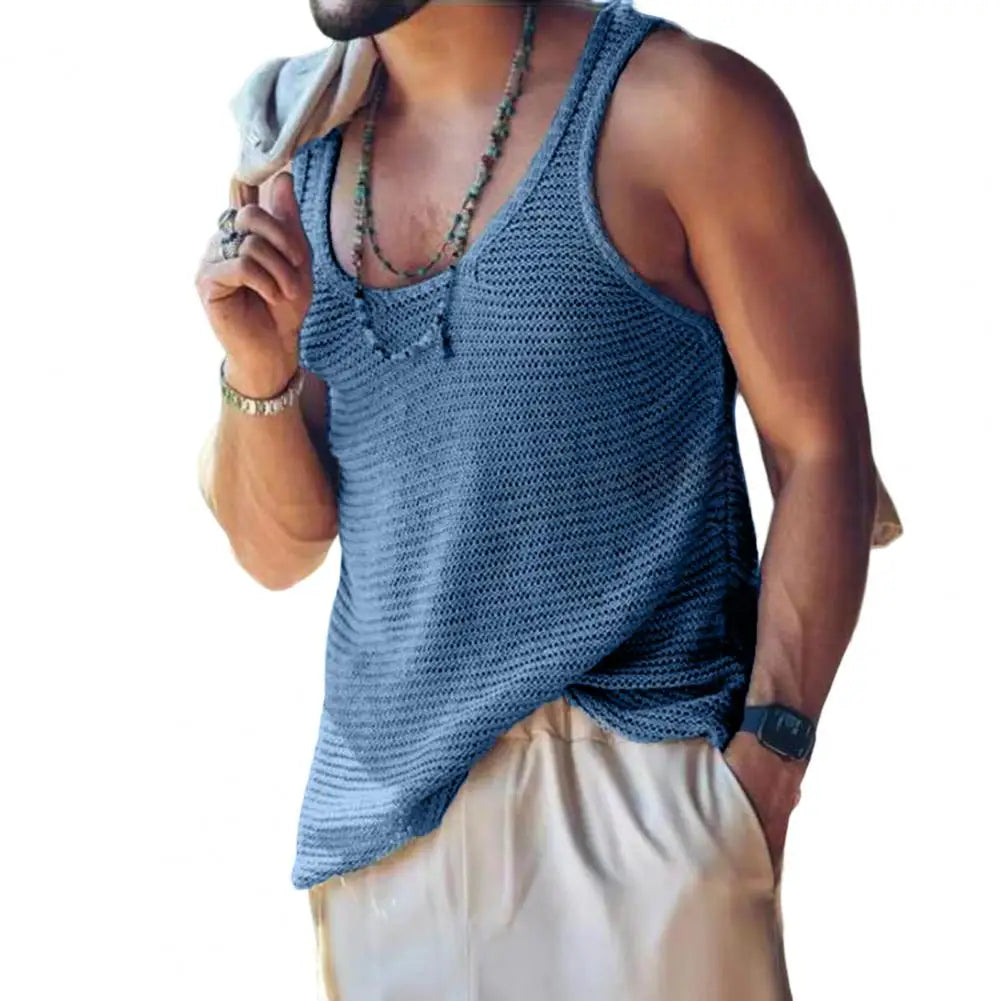 Chic Tank Top Simple Style Sports Sweat Absorption Streetwear Men Summer Vest