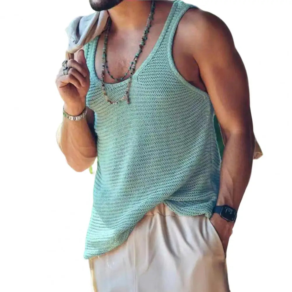 Chic Tank Top Simple Style Sports Sweat Absorption Streetwear Men Summer Vest
