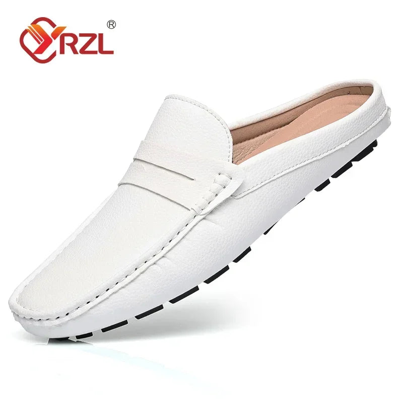 YRZL Loafers Men Handmade Summer Slip on Half Shoes for Men Non Slip Slippers Casual Comfortable Breathable Man Sandals