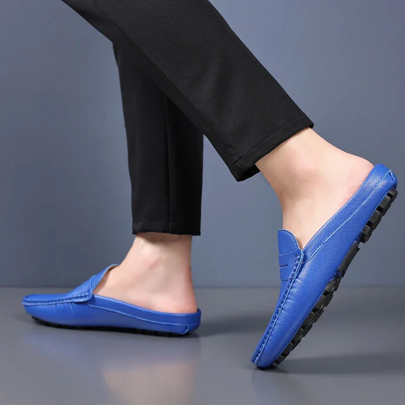 YRZL Loafers Men Handmade Summer Slip on Half Shoes for Men Non Slip Slippers Casual Comfortable Breathable Man Sandals