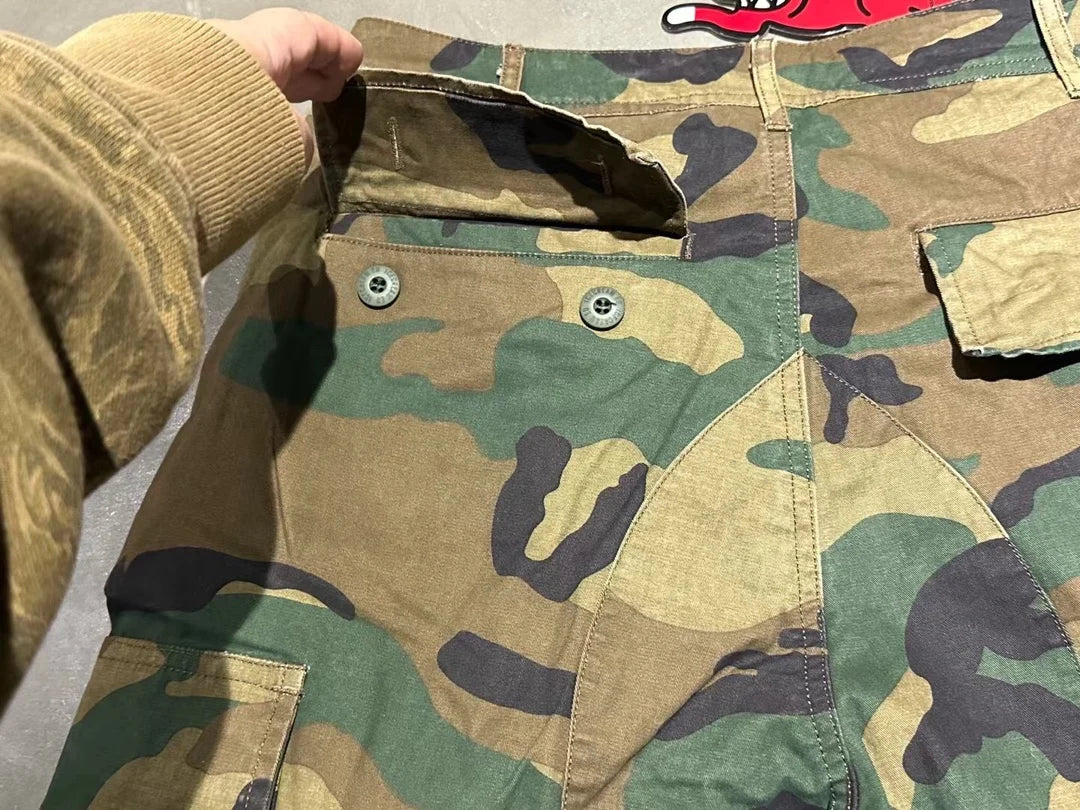 2025 Mens Cargo Pants American Retro Icecream Running Dog Pants Man Camouflage Loose Straight Leg Pants Male Casual Trousers
