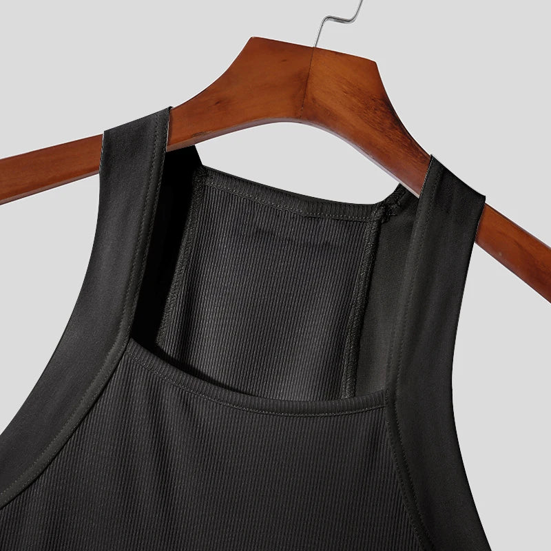 New Fashion Sports Tank Tops Men's Solid Color O-neck Sleeveless T-shirt Skinny Gym Streetwear Casual Vests Party Clothing S-5XL