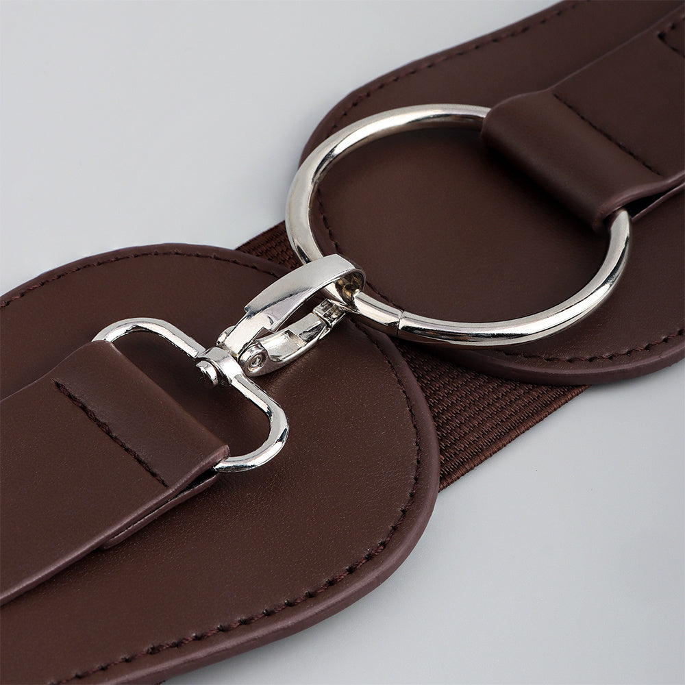 New Autumn Winter PU Elastic Belt For Women Simple Matching Coffee Color Black Decorative Waist Cover Coat Fashion Elegant Accessories