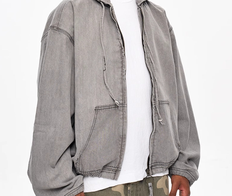Casual Loose Denim Zipper Coat For Men