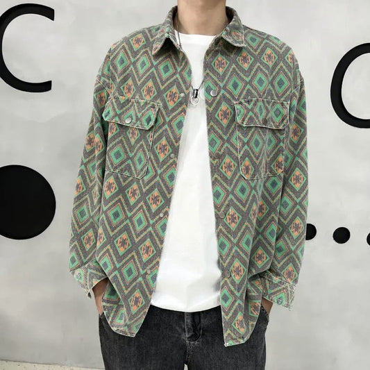 Cashew Nut Flower Thin Denim Jacket Versatile Shirt Men