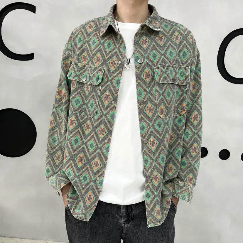 Cashew Nut Flower Thin Denim Jacket Versatile Shirt Men