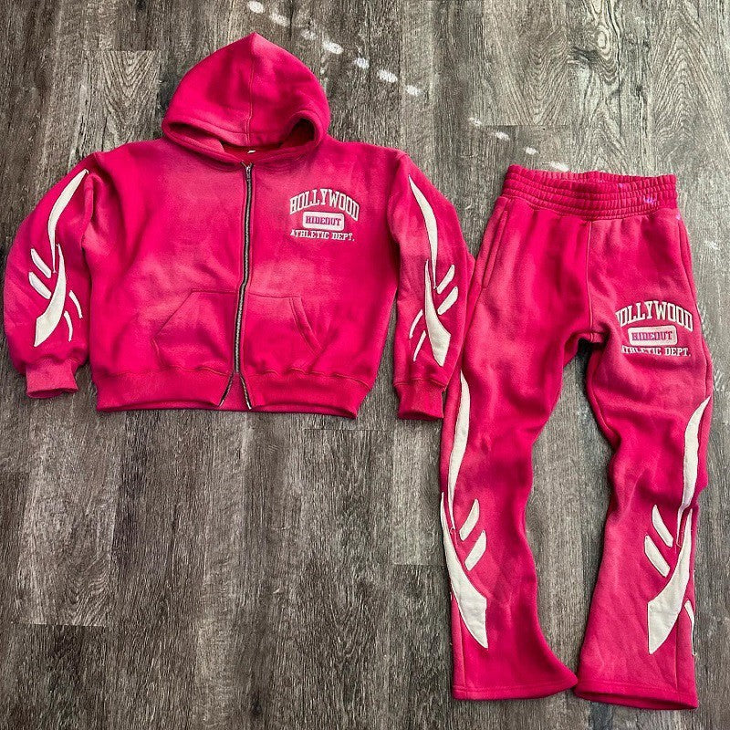 Mens Loose-Fit Printed Sweatshirt And Pants Set