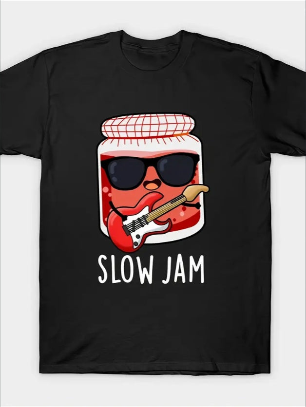 Slow-rocking Music Food Puns T-shirt Men Cool Short-sleeved T-shirt