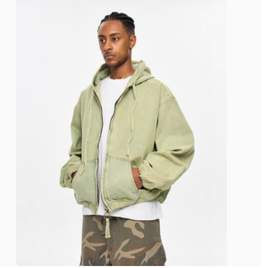 Casual Loose Denim Zipper Coat For Men