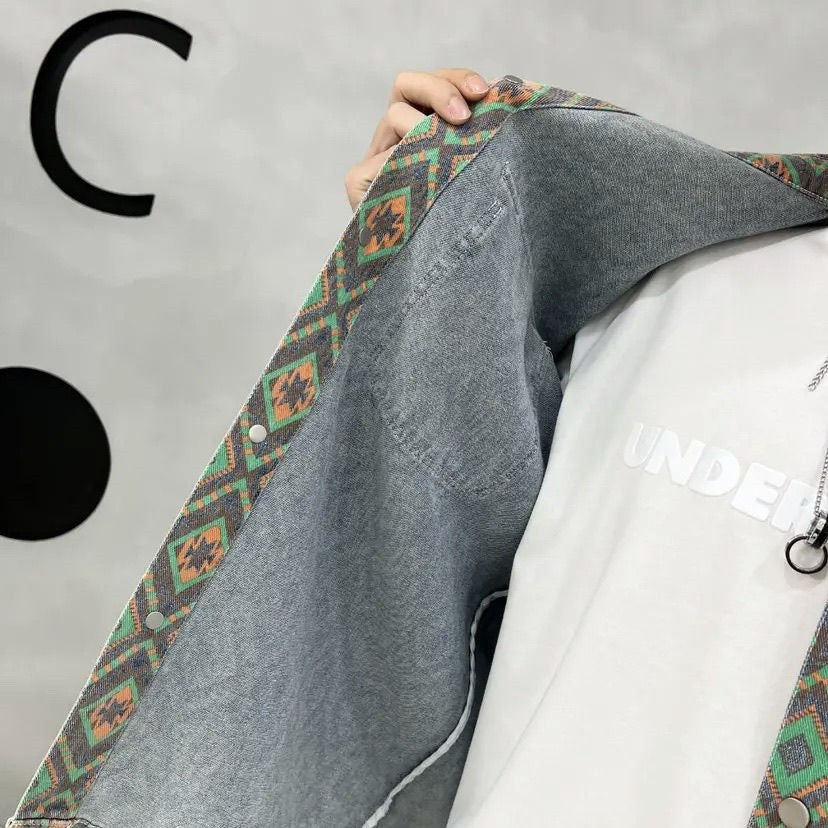 Cashew Nut Flower Thin Denim Jacket Versatile Shirt Men
