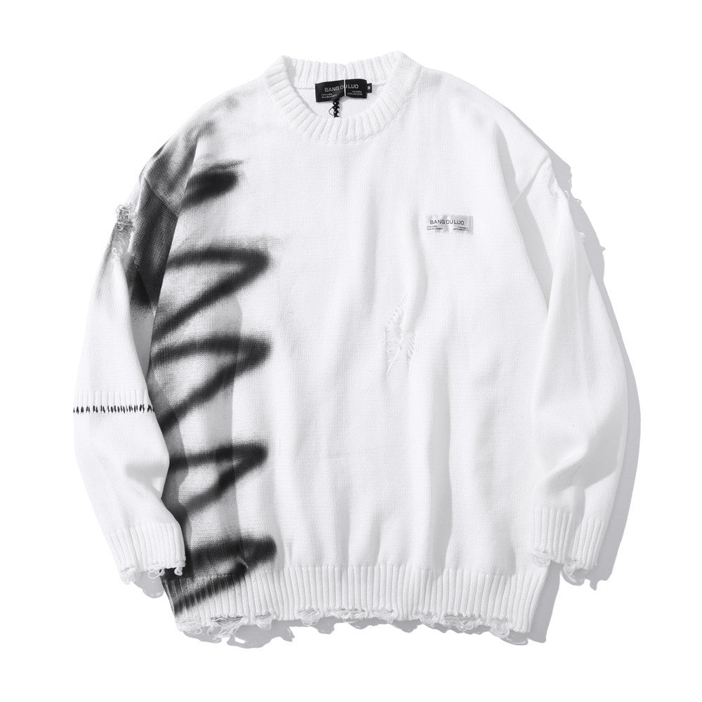 Graffiti Print Crew Neck Sweater Men