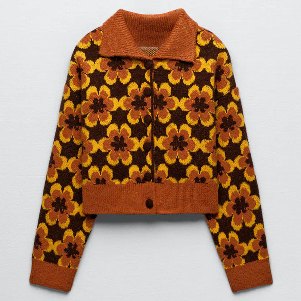 Women's Geometric Pattern Jacquard Knit Jacket