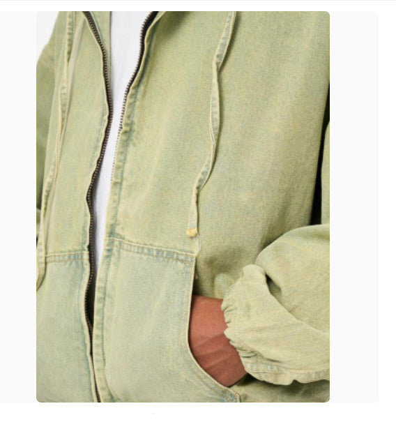 Casual Loose Denim Zipper Coat For Men