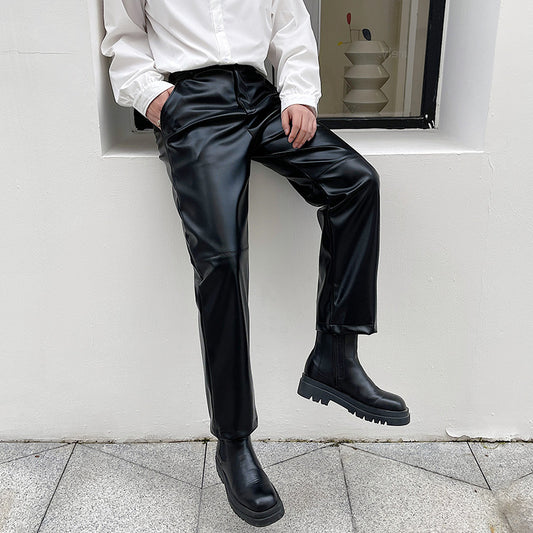 Men's Fashion Style Leather Casual Pants