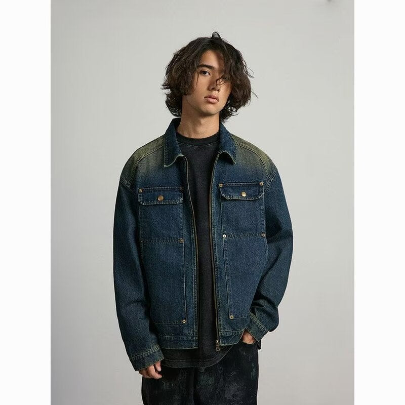 Autumn High-grade Pu Handsome Denim Coat For Men And Women
