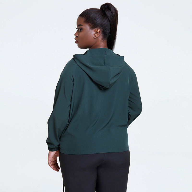 Hooded Running Sweatshirt Women Fitness Yoga Workout Tops