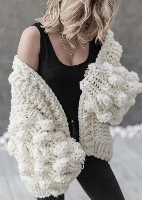 Handmade Knit Sweater Short Three-dimensional Ball Lantern Sleeves