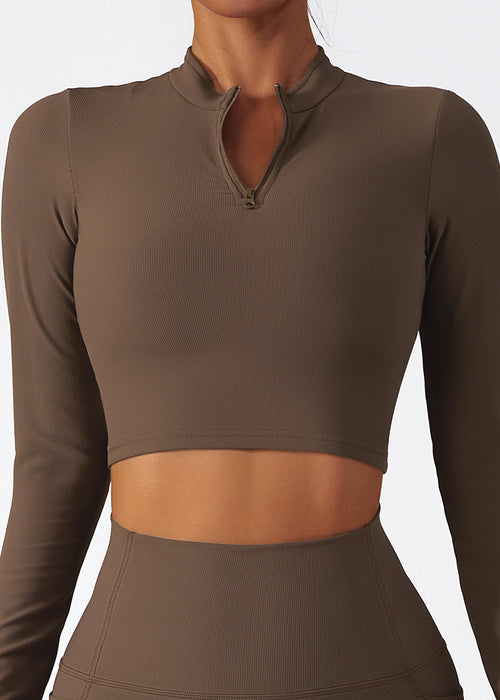 Stand Collar Zipper Long Sleeve Yoga Wear Women Quick Dry Tops